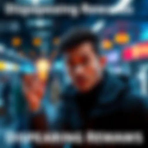 Disappearing Rewards Concept A graphic showing a person looking confused at a disappearing rewards icon, symbolizing lost earned rewards.