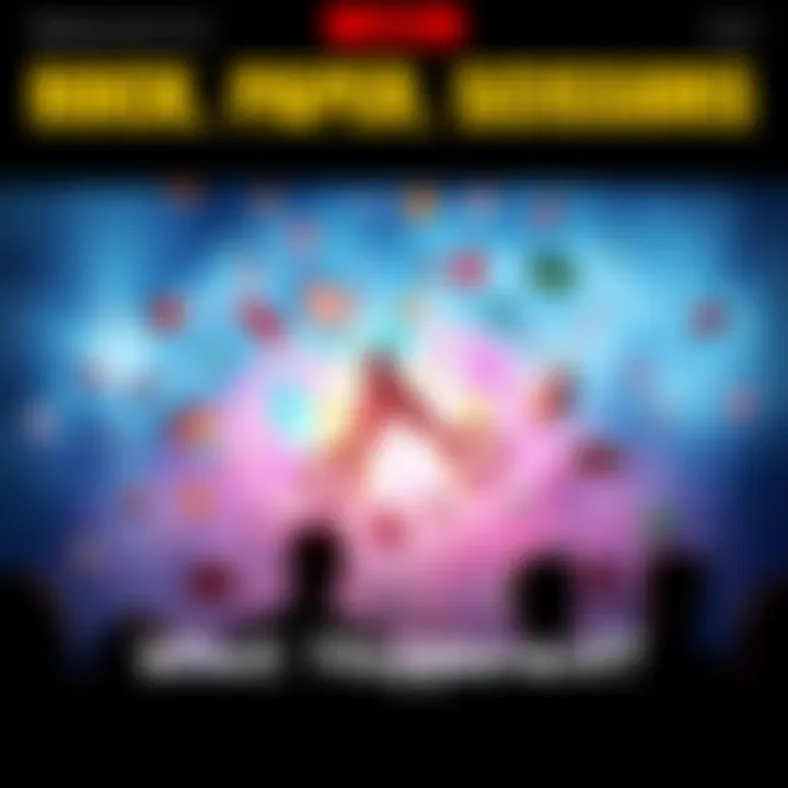 A graphic showing a colorful depiction of the rock, paper, scissors game fading away, with confused expressions from people around.