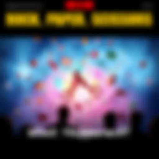 Disappearing Rock, Paper, Scissors Event A graphic showing a colorful depiction of the rock, paper, scissors game fading away, with confused expressions from people around.