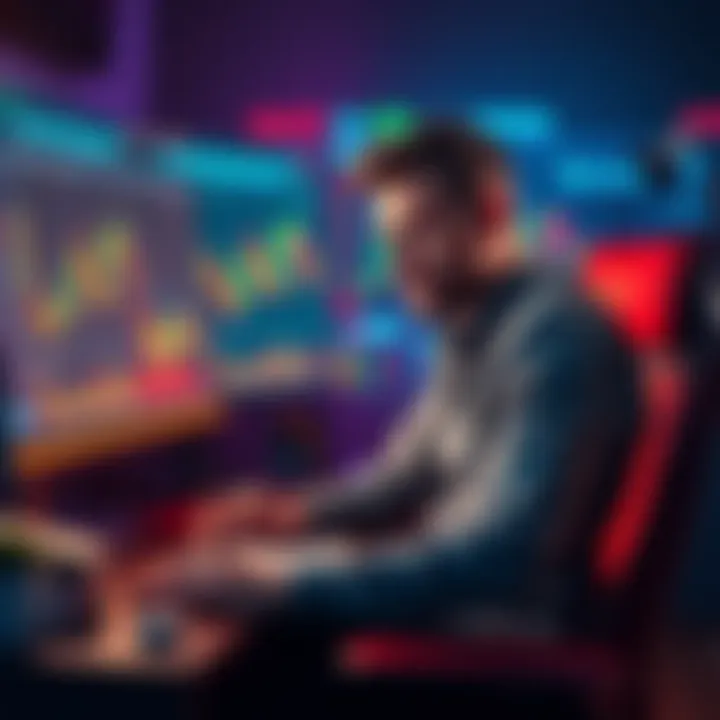 An investor sits at a desk looking frustrated while examining cryptocurrency price charts on a computer screen, symbolizing lost time and investment hopes.