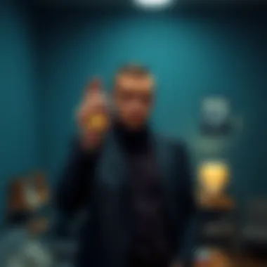 Disappointed Investor Holding Token An investor looks frustrated while holding a single token in a dimly lit room, feeling let down by recent investment outcomes.