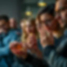 A group of people expressing disappointment while examining bid tokens in their hands