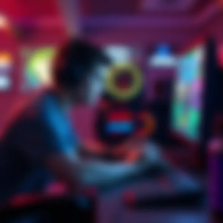 A gamer sitting in front of a computer, trying to play Atlas Arcade games while disconnecting the internet to avoid ads.