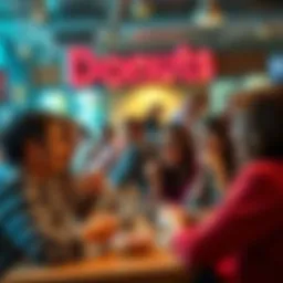 Discussion about Donuts People engaged in a lively discussion, enjoying donuts and sharing thoughts at a community forum.