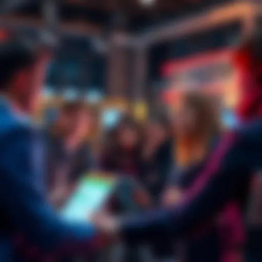 A group of people sharing thoughts and insights about an unfamiliar app in a lively discussion