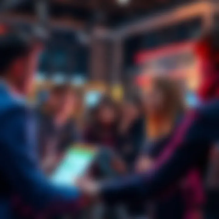 A group of people sharing thoughts and insights about an unfamiliar app in a lively discussion