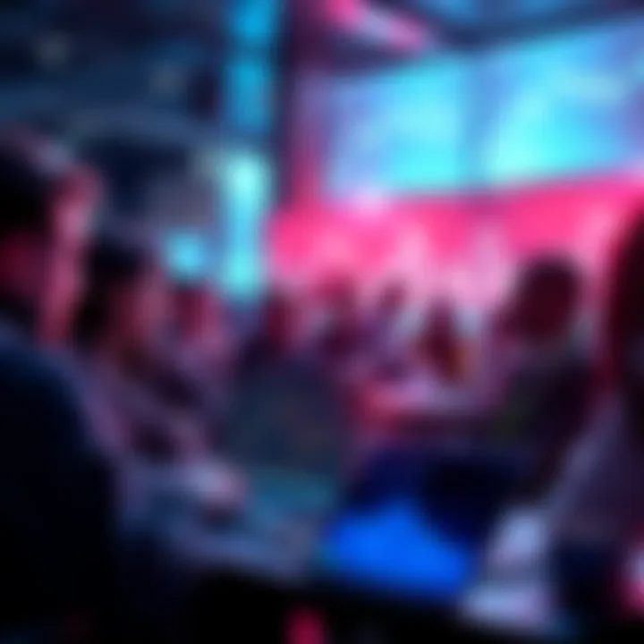 People discussing DeFi, cryptocurrency, and economics in a lively forum setting with laptops and charts