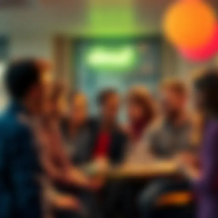 A group of people engaging in a lively discussion about donuts and other topics in a casual setting