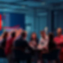 A diverse group of people engaged in a lively discussion about current events and trading strategies