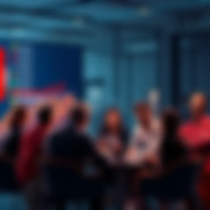 A diverse group of people engaged in a lively discussion about current events and trading strategies