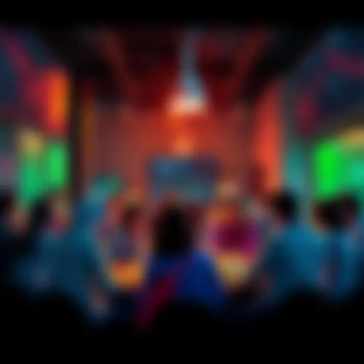 People engaging in a discussion about trading strategies and recent events in a community setting