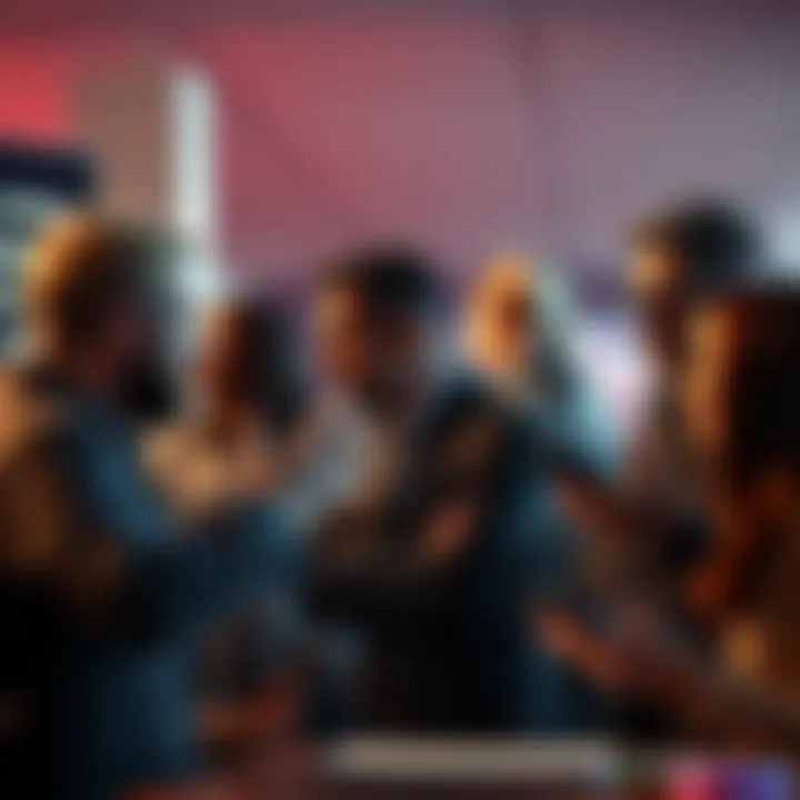 A group of people engaged in a heated discussion about truth and fiction, with expressive gestures and various digital devices in view, depicting modern debates in 2026.