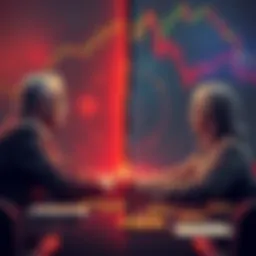 Graphic showing a split decision among Federal Open Market Committee members with symbols of finance and crypto.