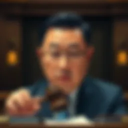 Do Kwon Sentenced to 15 Years Do Kwon in court with a judge's gavel in the background, symbolizing his sentencing for the TerraUSD collapse.