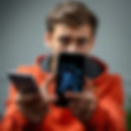 A person looks worried while holding a smartphone with money graphics on the screen, symbolizing a financial loss due to a scam.