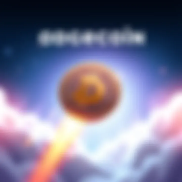 A digital coin with the Dodgecoin logo soaring upwards against a bright background, symbolizing the anticipated surge in value on December 25.