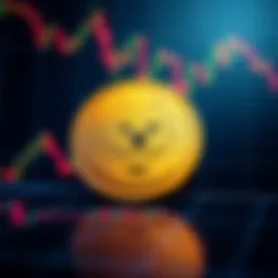 A Doge coin symbol against a background of fluctuating price graphs, representing stability in the crypto market.