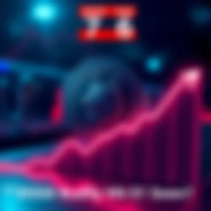 A graphic showing the DOGE coin symbol alongside a rising graph indicating an upward trend, symbolizing its journey towards the $1 mark.