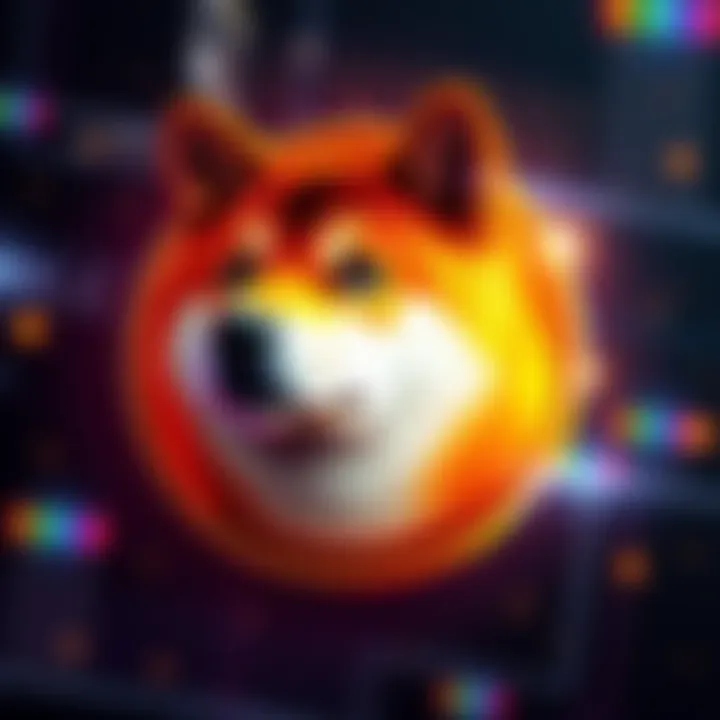 A bright and bold representation of the DOGE coin symbol featuring a Shiba Inu dog image, signifying its popularity and community support in the cryptocurrency world.