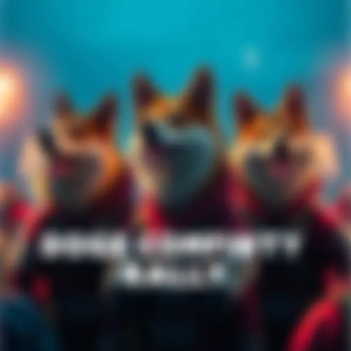 Members of the Doge community coming together, preparing for an adventure with excitement and teamwork.