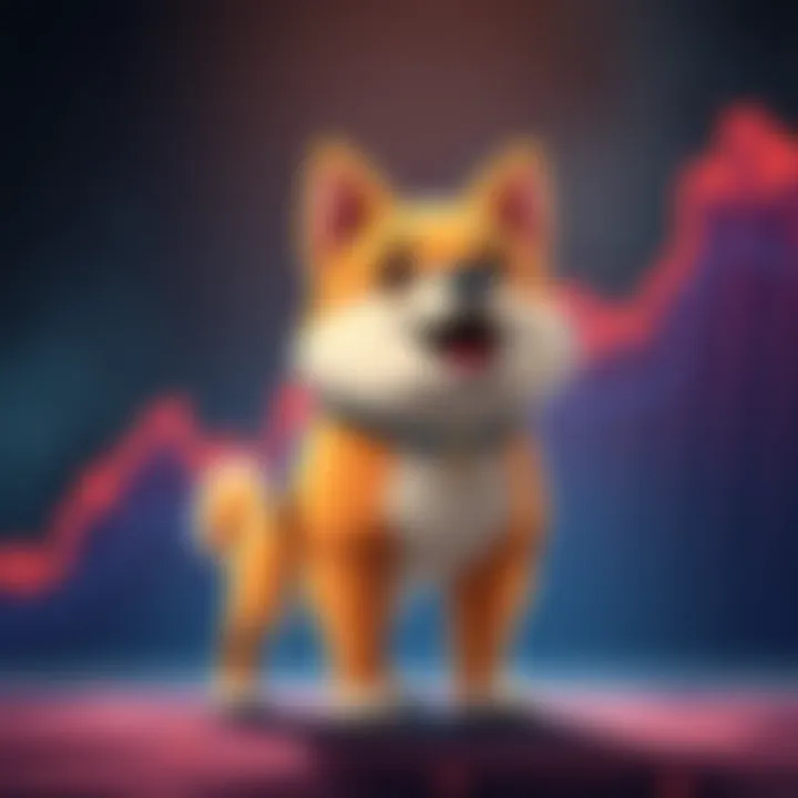 A cartoonish dog symbolizing Doge cryptocurrency with an upward trend graph in the background, representing a market shift.