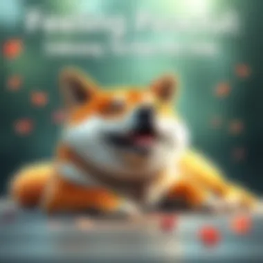 A cheerful Shiba Inu dog lying down with a serene expression, surrounded by a peaceful setting, conveying joy and relaxation.