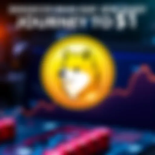 Dogecoin's Journey to $1 A graphic showing the Dogecoin logo with a chart indicating its rise in value over 4492 days