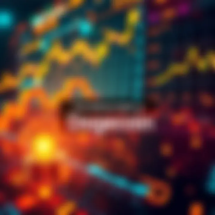 A visual representation of fluctuating Dogecoin prices with graphical analysis, showcasing potential dip trends.