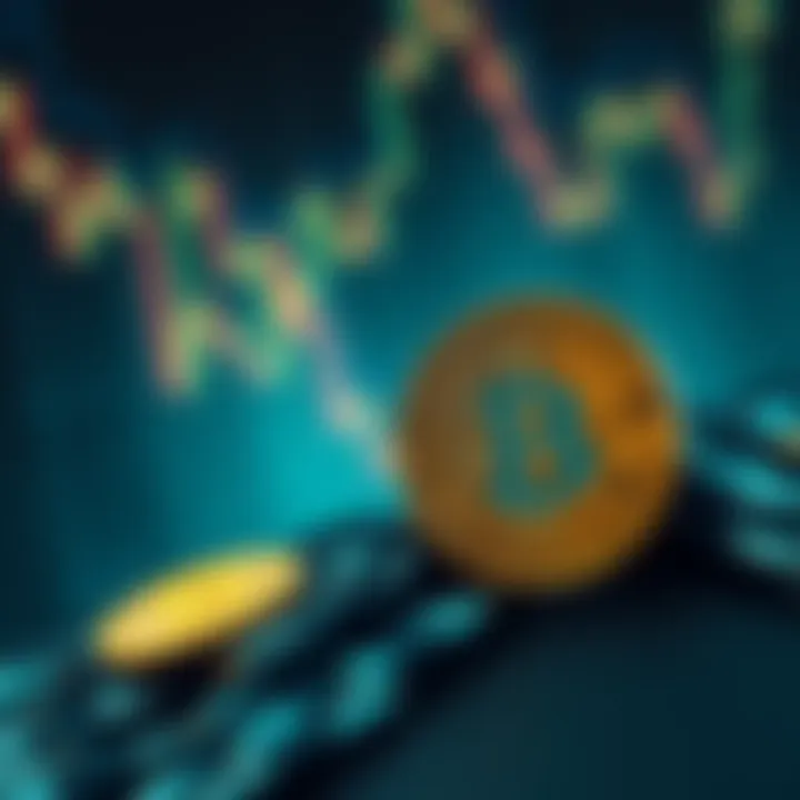 A graphic showing the decline of Dogecoin alongside Bitcoin's price drop, symbolizing the struggles in the crypto market.