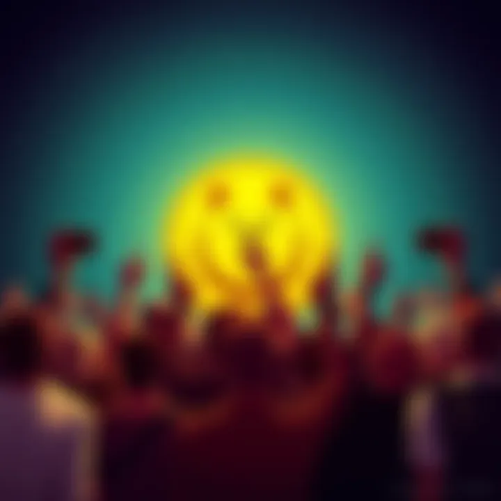 A group of people holding up the Dogecoin logo, showing community unity and identity