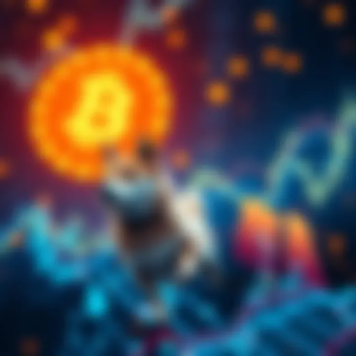 A visual representation of Dogecoin ETFs rising in value with charts and Dogecoin symbols in the background.