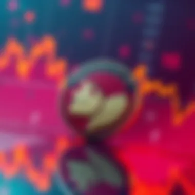 Dogecoin logo displayed alongside a graph showing a decline and a potential rise, symbolizing market volatility