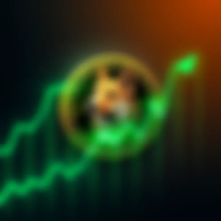 Dogecoin logo surrounded by a green upward graph, indicating potential price increase after Spot ETF filing