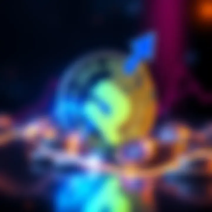 Dogecoin Graphic A graphic showing a digital coin representing Dogecoin with an upward trend arrow, symbolizing the goal of reaching $1.