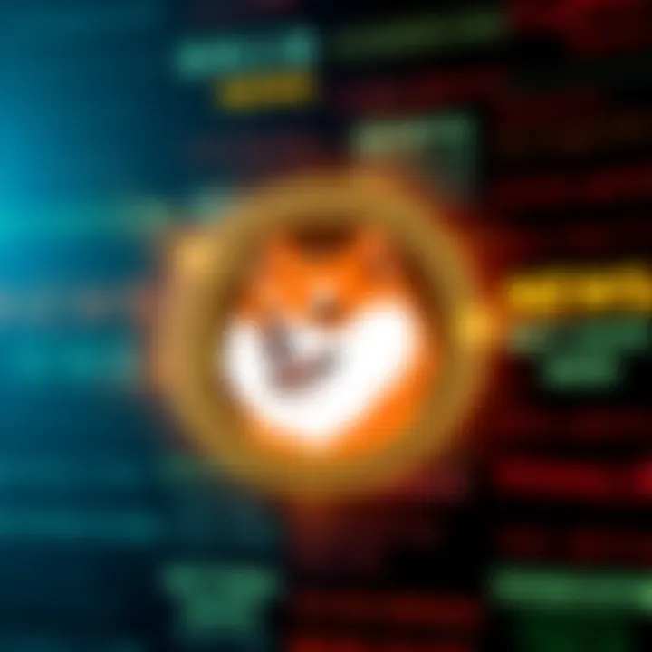 Dogecoin logo surrounded by various headlines about cryptocurrency news