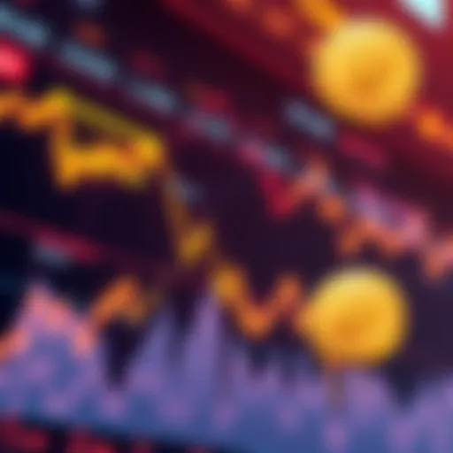 A downward trending graph showing Dogecoin prices falling sharply, with an illustration of the Dogecoin logo in the corner.