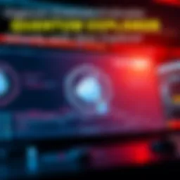 A visual representation of the Dogecoin Quantum Explorer interface showing secure transaction verification on a screen with the Dogecoin logo and blockchain graphics.