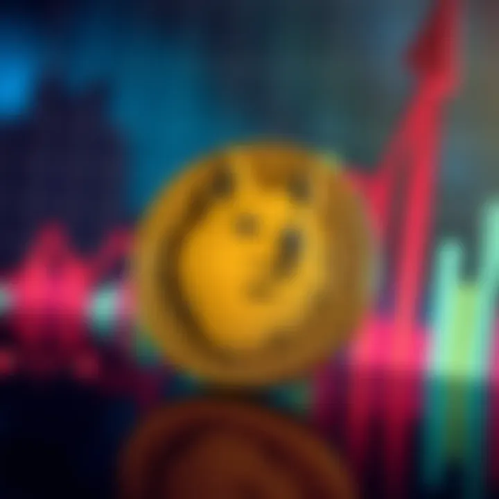Dogecoin logo displayed against a backdrop of a graph showing an upward trend, symbolizing hopes for price increase