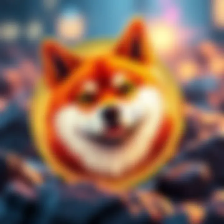A shiny Dogecoin coin featuring a Shiba Inu dog, symbolizing the meme cryptocurrency's playful nature.
