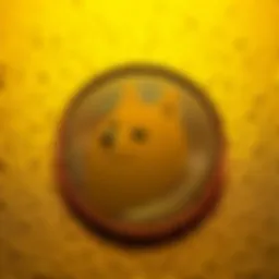 A shiny Dogecoin symbol displayed on a golden background, representing its rise in popularity and value.