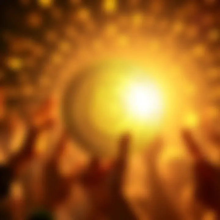 A gold coin with the Dogecoin symbol in the center, surrounded by a bright background representing cryptocurrency enthusiasm.