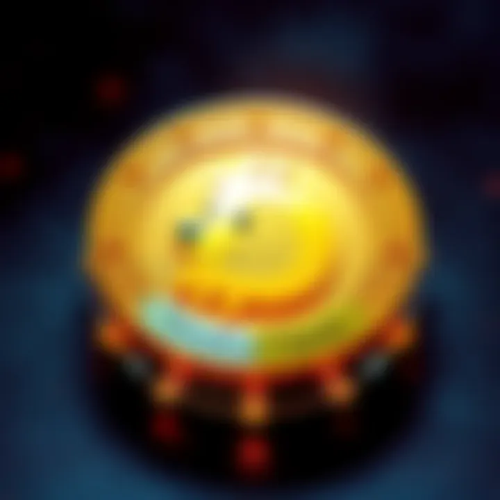 A Dogecoin symbol surrounded by a label stating 'Timeless Classic' highlighting its significance in cryptocurrency.