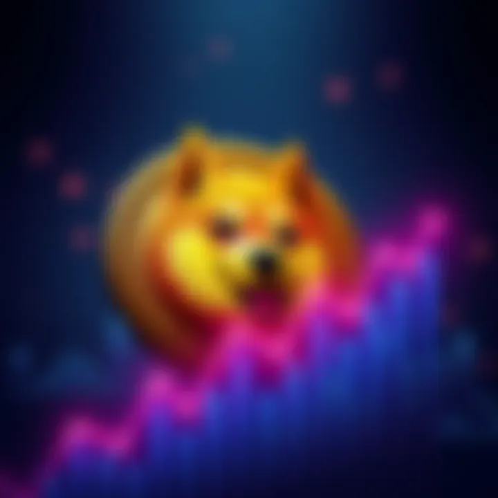 The Dogecoin logo with a graph showing an upward trend, symbolizing its resurgence in 2026.