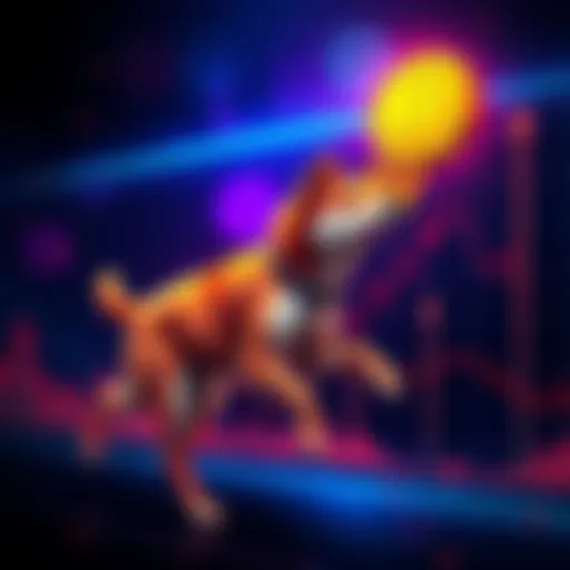 Graph showing Dogecoin price movements with arrows indicating buying opportunities during stable periods