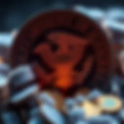 The Department of Justice logo with a digital display of frozen cryptocurrency coins, symbolizing the crackdown on scams.