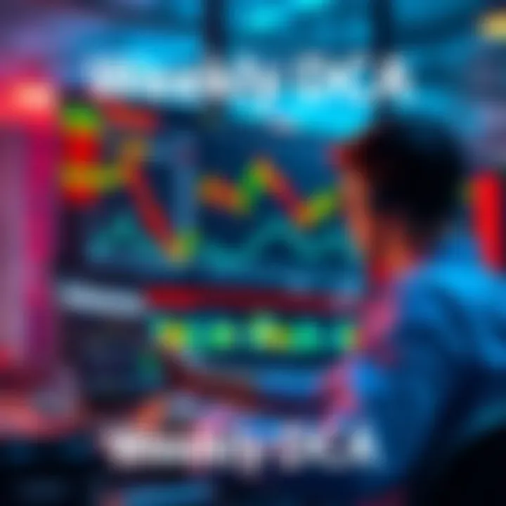 Dollar-Cost Averaging in Action A person analyzing financial charts while consistently investing money in stocks every week