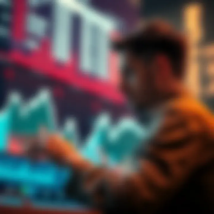 A person looking at a chart with declining prices, planning to make consistent investments every week.