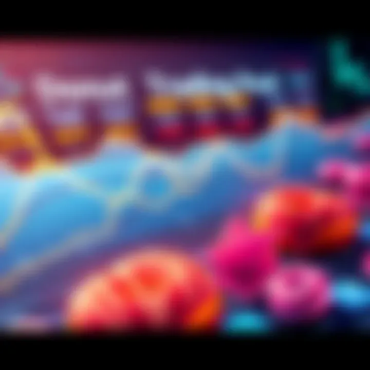 A visual representation of the Donut trading pool showing ETH and DONUT price changes, with illustrations of rewards for liquidity providers and donut icons symbolizing trading activity.