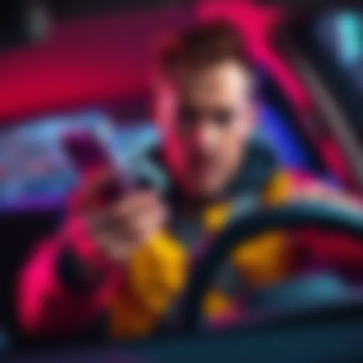 DoorDash driver frustrated with broken phone A DoorDash driver holds a broken phone while looking worried about missing earnings.