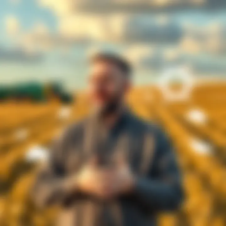 DOVU CEO Irfon Watkins Irfon Watkins discusses the connection between American farmers and the carbon credits market, surrounded by farm fields and technology symbols.